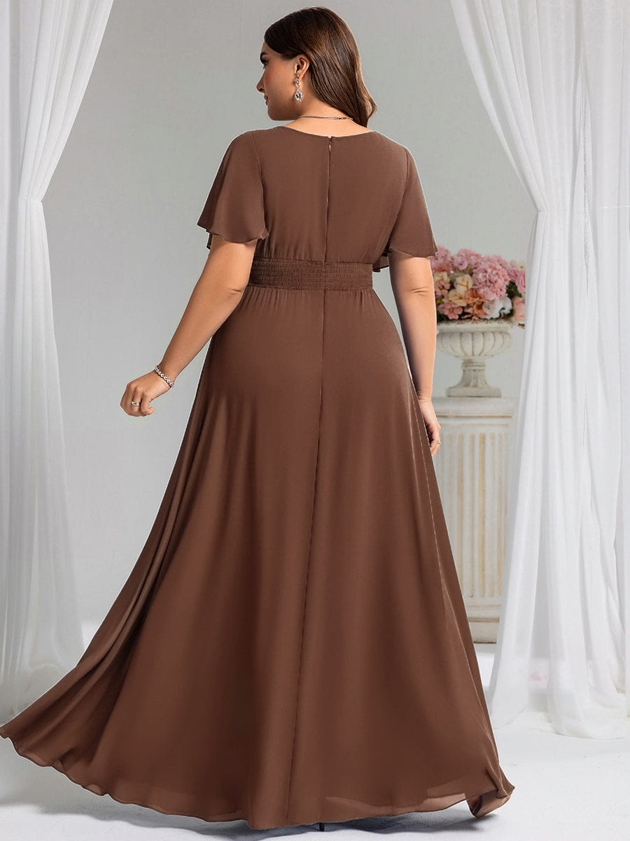 pretty KIMORA|Plus Size Printed Chiffon Pleated Maxi Wedding Guest Dress