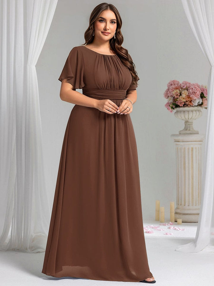 pretty KIMORA|Plus Size Printed Chiffon Pleated Maxi Wedding Guest Dress