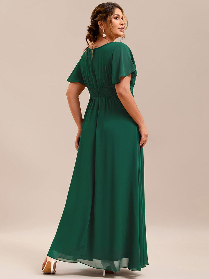 pretty KIMORA|Plus Size Printed Chiffon Pleated Maxi Wedding Guest Dress