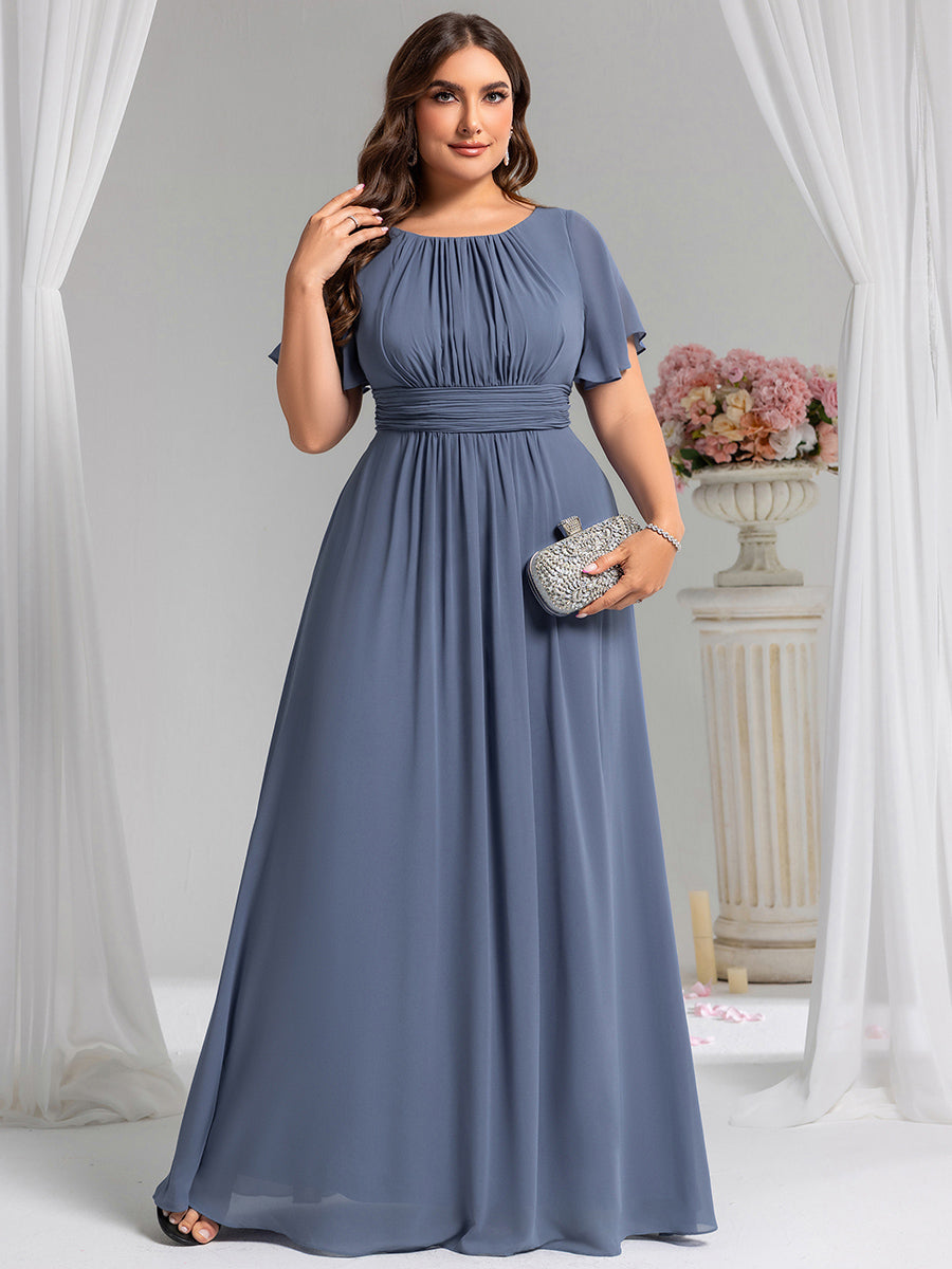 pretty KIMORA|Plus Size Simple Chiffon Pleated A-Line Bridesmaid Dress
