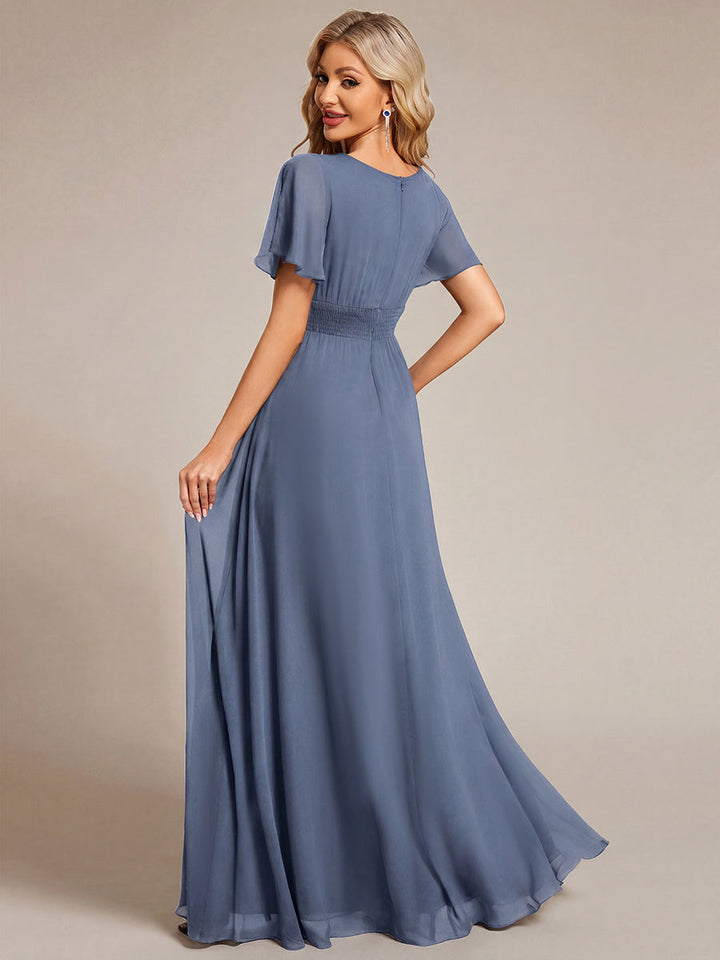 ever KIMORA|Maxi Chiffon Ruffles Sleeve Wedding Guest Dress