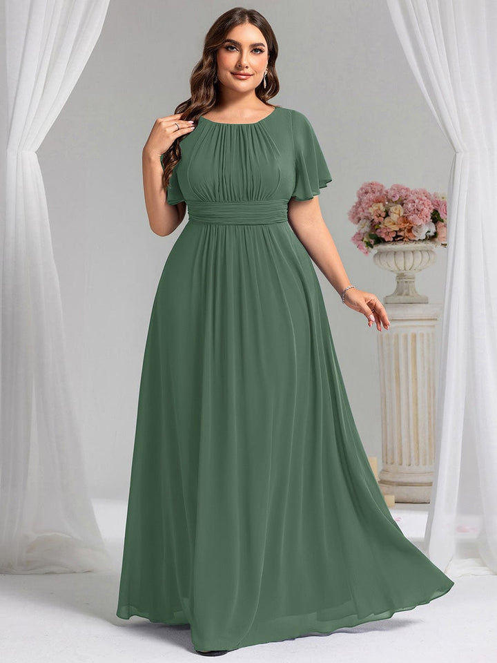 pretty KIMORA|Plus Size Printed Chiffon Pleated Maxi Wedding Guest Dress