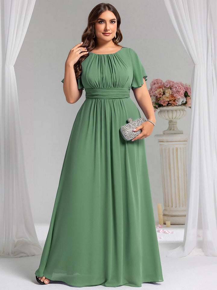 pretty KIMORA|Plus Size Printed Chiffon Pleated Maxi Wedding Guest Dress