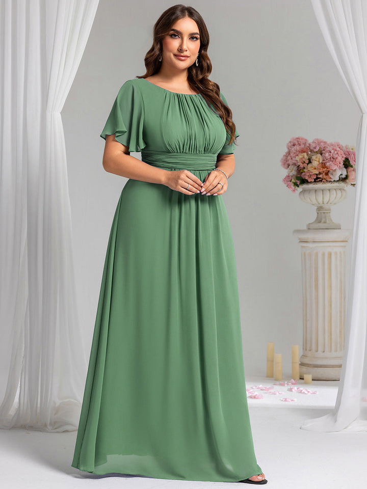 pretty KIMORA|Plus Size Printed Chiffon Pleated Maxi Wedding Guest Dress