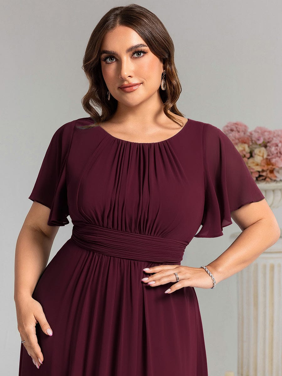 pretty KIMORA|Plus Size Printed Chiffon Pleated Maxi Wedding Guest Dress