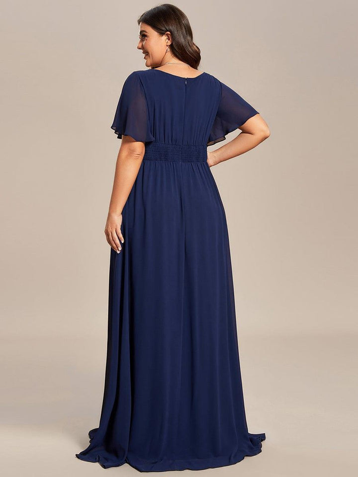 pretty KIMORA|Plus Size Printed Chiffon Pleated Maxi Wedding Guest Dress