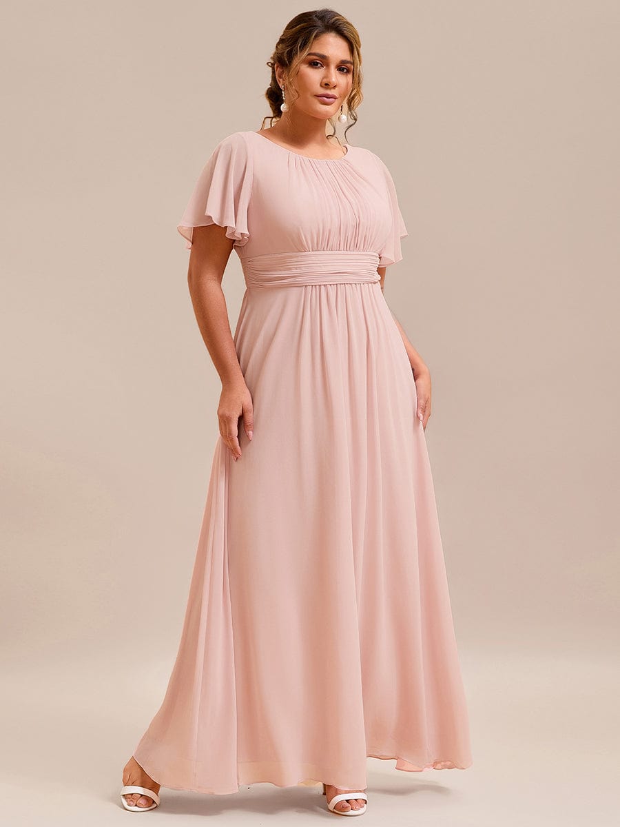 pretty KIMORA|Plus Size Simple Chiffon Pleated A-Line Bridesmaid Dress