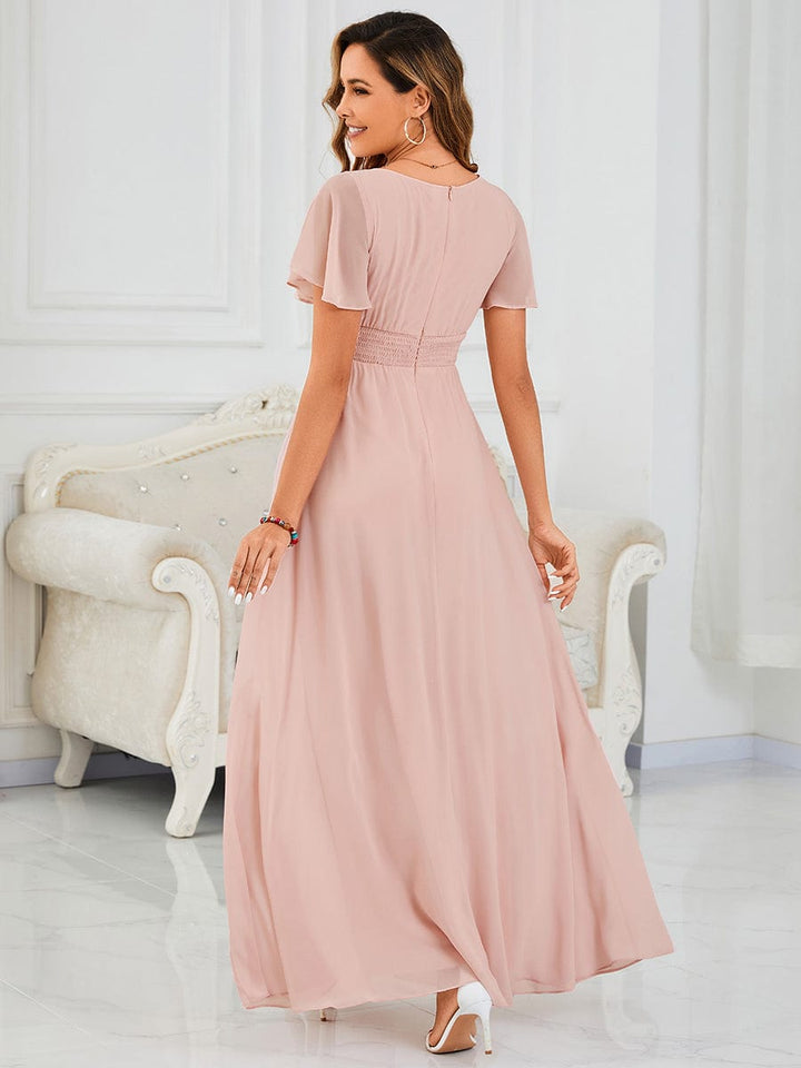 ever KIMORA|Maxi Chiffon Ruffles Sleeve Wedding Guest Dress