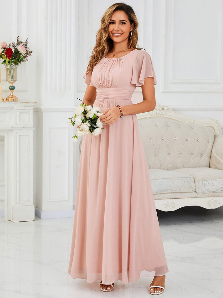 ever KIMORA|Maxi Chiffon Ruffles Sleeve Wedding Guest Dress
