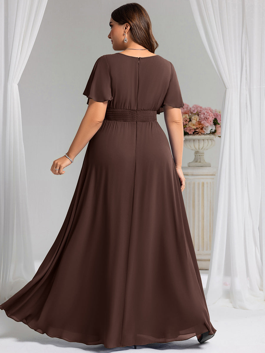 pretty KIMORA|Plus Size Printed Chiffon Pleated Maxi Wedding Guest Dress