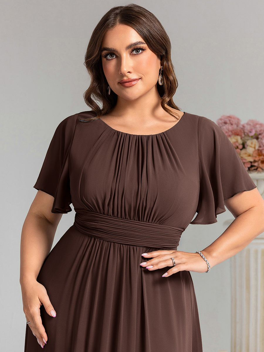 pretty KIMORA|Plus Size Printed Chiffon Pleated Maxi Wedding Guest Dress