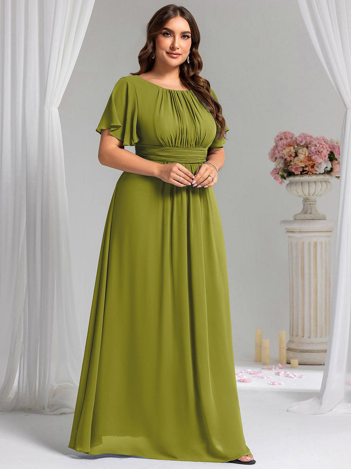 pretty KIMORA|Plus Size Printed Chiffon Pleated Maxi Wedding Guest Dress