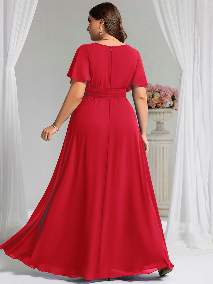 pretty KIMORA|Plus Size Printed Chiffon Pleated Maxi Wedding Guest Dress