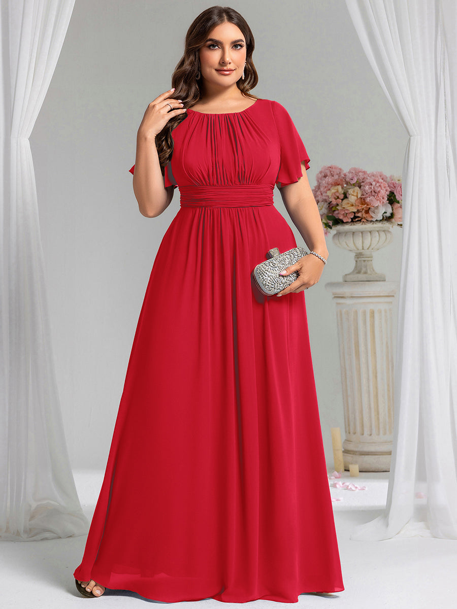pretty KIMORA|Plus Size Printed Chiffon Pleated Maxi Wedding Guest Dress