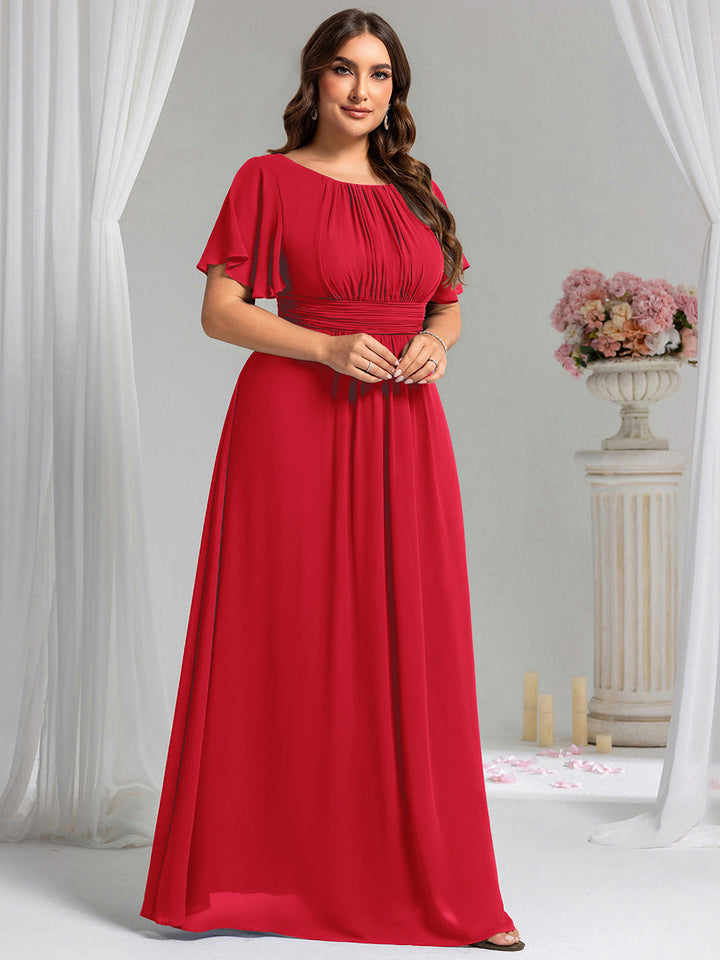 pretty KIMORA|Plus Size Printed Chiffon Pleated Maxi Wedding Guest Dress