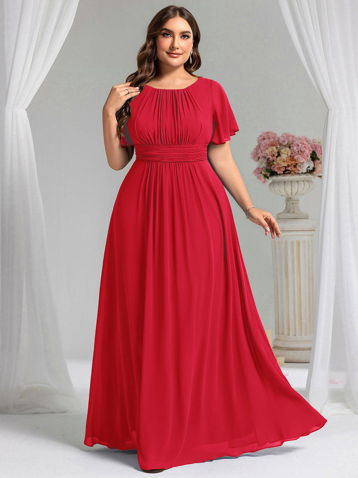 pretty KIMORA|Plus Size Printed Chiffon Pleated Maxi Wedding Guest Dress