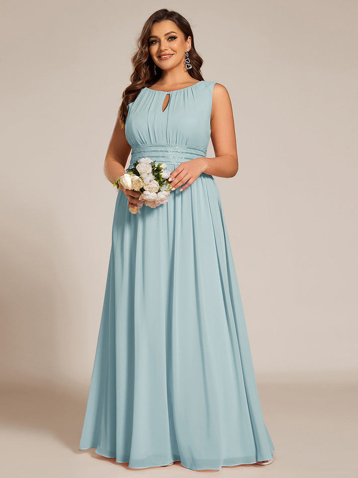 ever KALIA|Simple Sleeveless A-line Chiffon Bridesmaid Dress with Hollow Out Detail