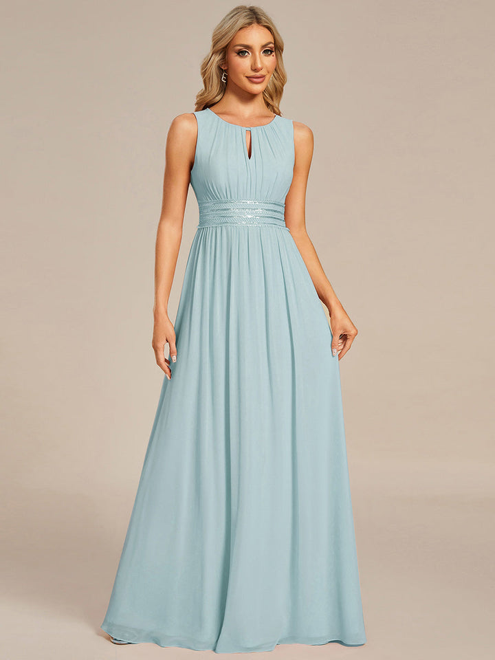 ever KALIA|Simple Sleeveless A-line Chiffon Bridesmaid Dress with Hollow Out Detail