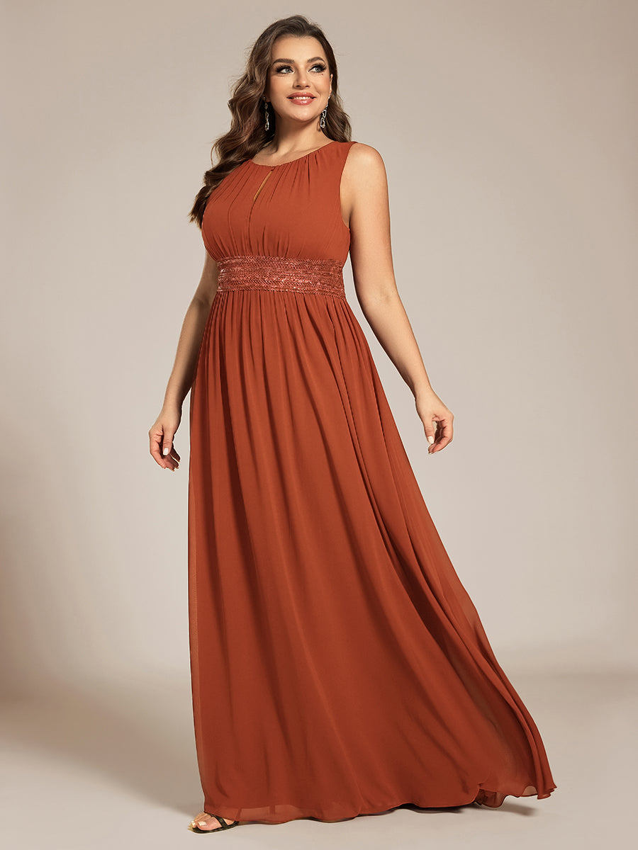 ever KALIA|Simple Sleeveless A-line Chiffon Bridesmaid Dress with Hollow Out Detail