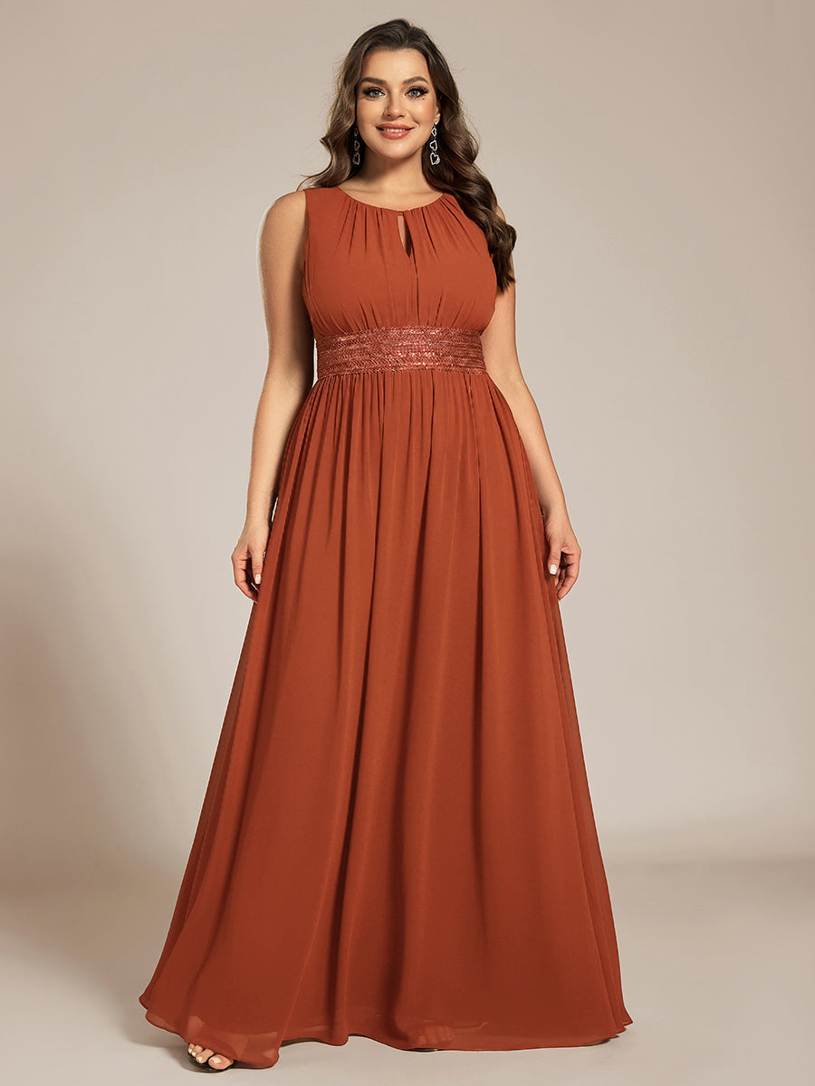ever KALIA|Simple Sleeveless A-line Chiffon Bridesmaid Dress with Hollow Out Detail