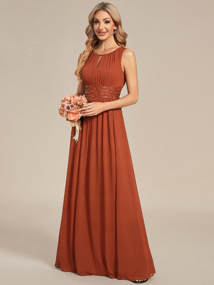 ever KALIA|Simple Sleeveless A-line Chiffon Bridesmaid Dress with Hollow Out Detail