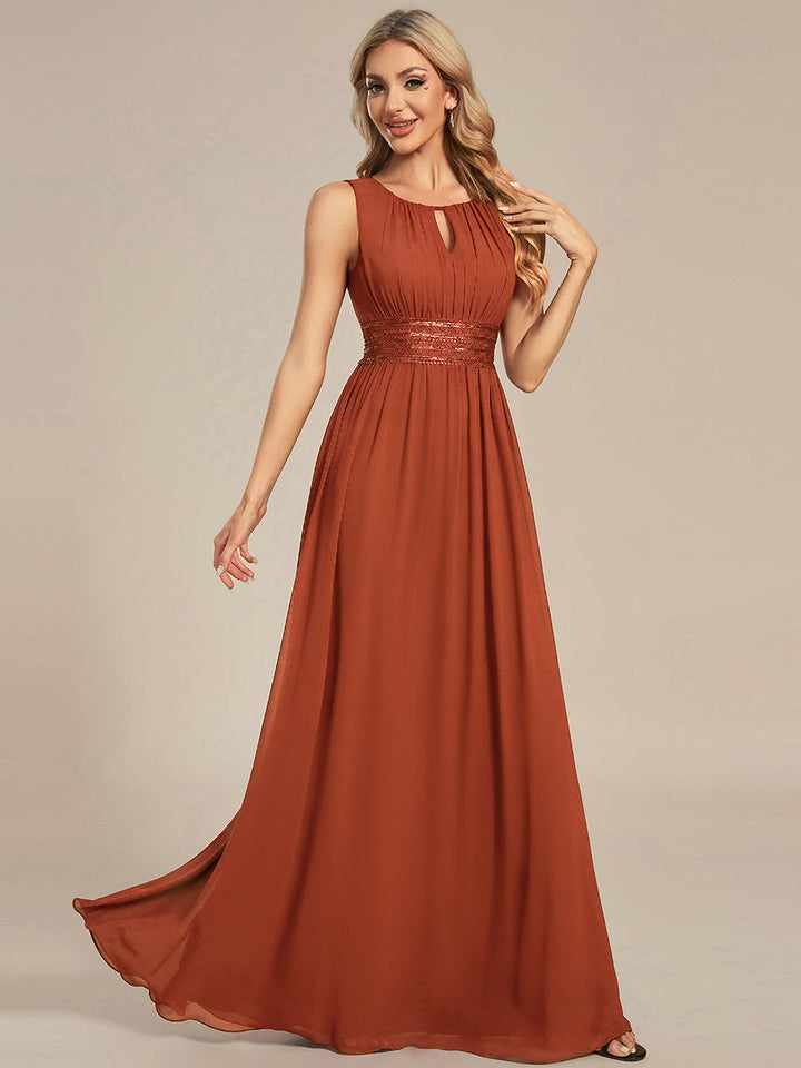 ever KALIA|Simple Sleeveless A-line Chiffon Bridesmaid Dress with Hollow Out Detail