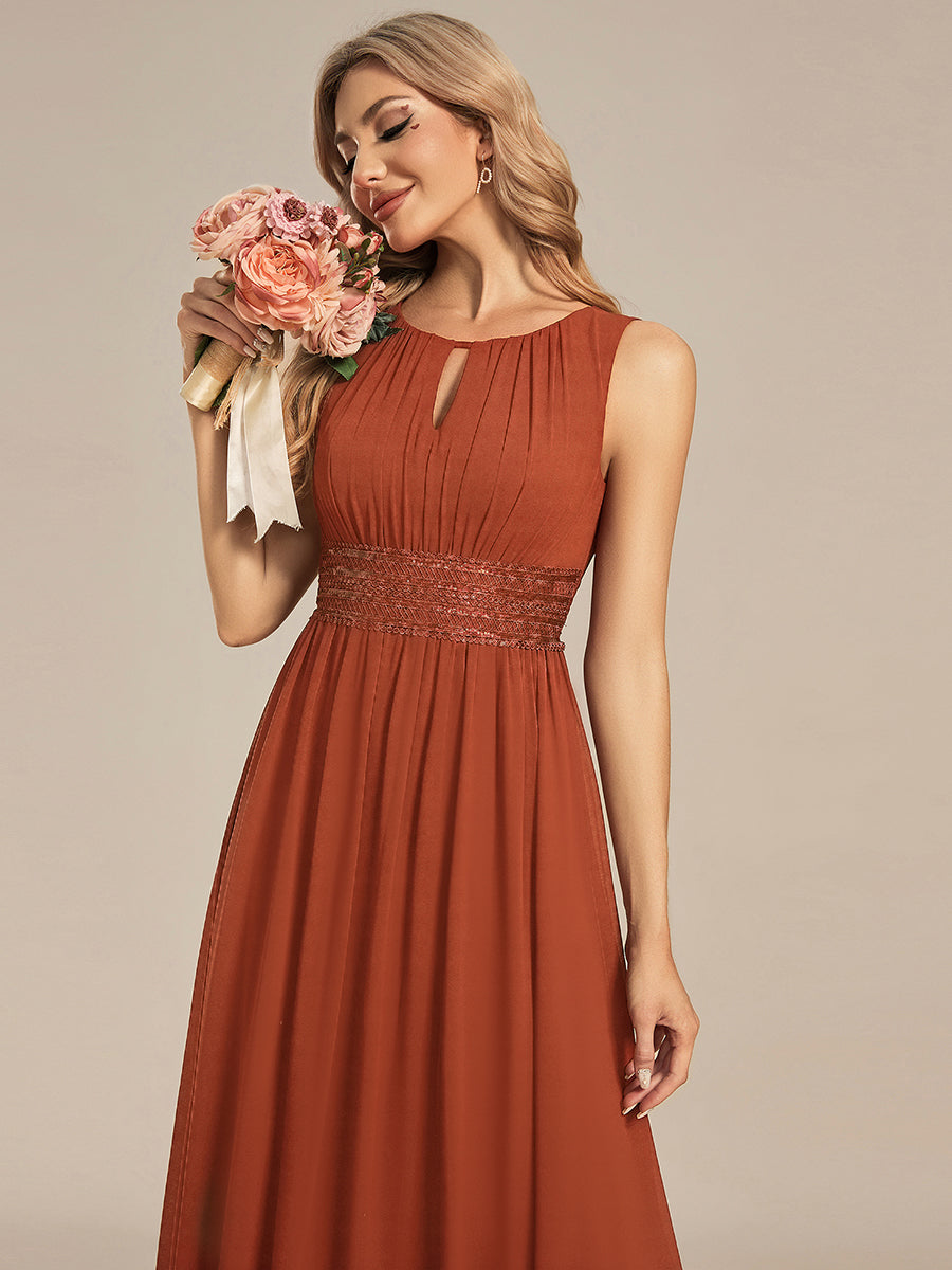 ever KALIA|Simple Sleeveless A-line Chiffon Bridesmaid Dress with Hollow Out Detail