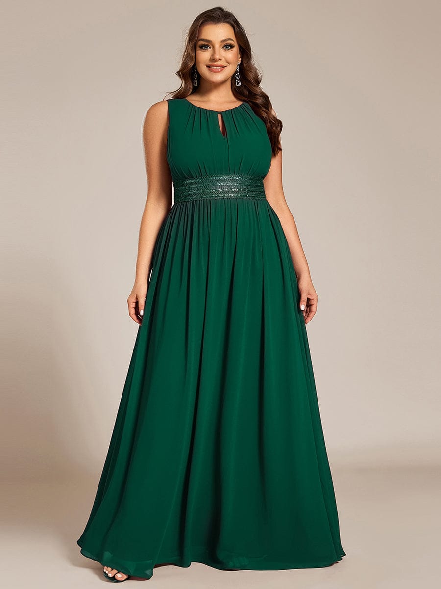 ever KALIA|Simple Sleeveless A-line Chiffon Bridesmaid Dress with Hollow Out Detail