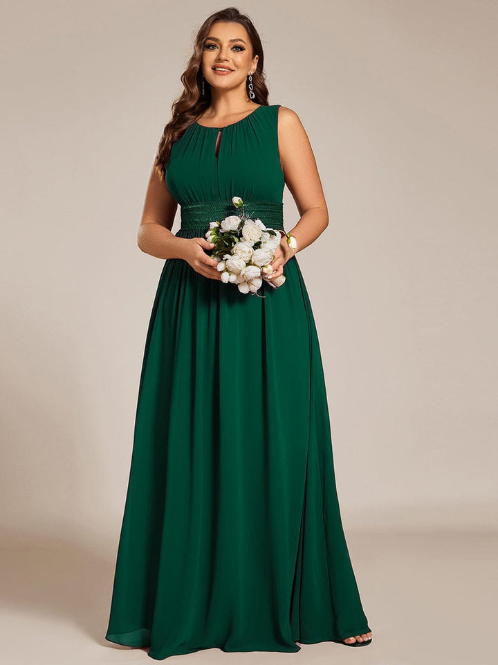 ever KALIA|Simple Sleeveless A-line Chiffon Bridesmaid Dress with Hollow Out Detail