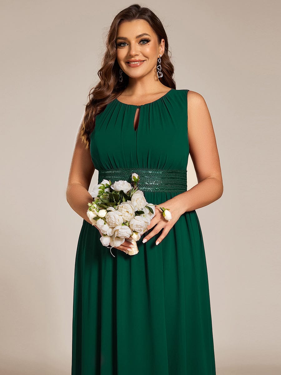 ever KALIA|Simple Sleeveless A-line Chiffon Bridesmaid Dress with Hollow Out Detail