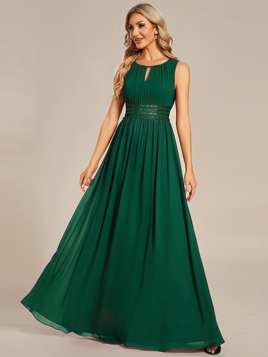 ever KALIA|Simple Sleeveless A-line Chiffon Bridesmaid Dress with Hollow Out Detail