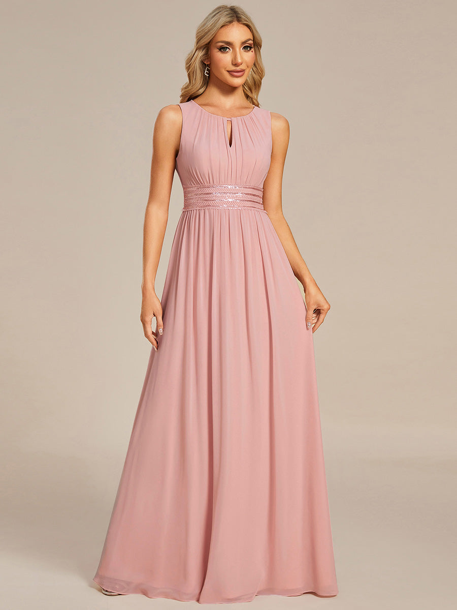 ever KALIA|Simple Sleeveless A-line Chiffon Bridesmaid Dress with Hollow Out Detail