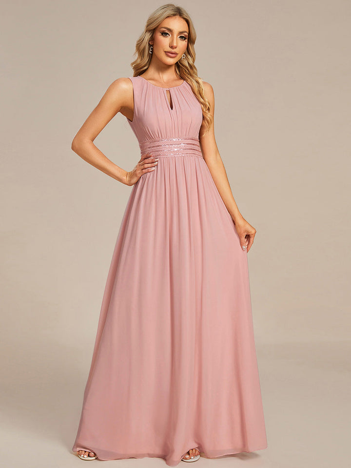 ever KALIA|Simple Sleeveless A-line Chiffon Bridesmaid Dress with Hollow Out Detail