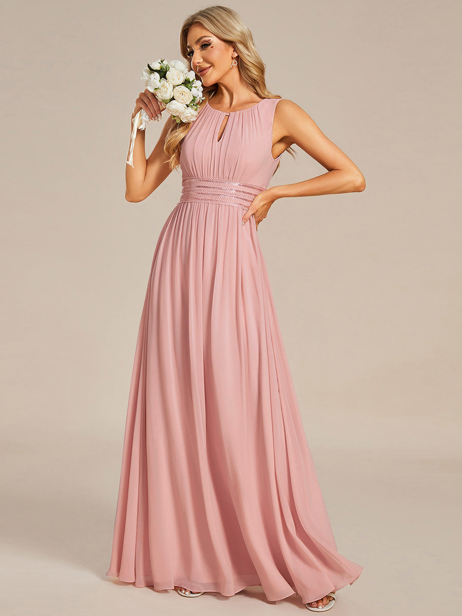 ever KALIA|Simple Sleeveless A-line Chiffon Bridesmaid Dress with Hollow Out Detail