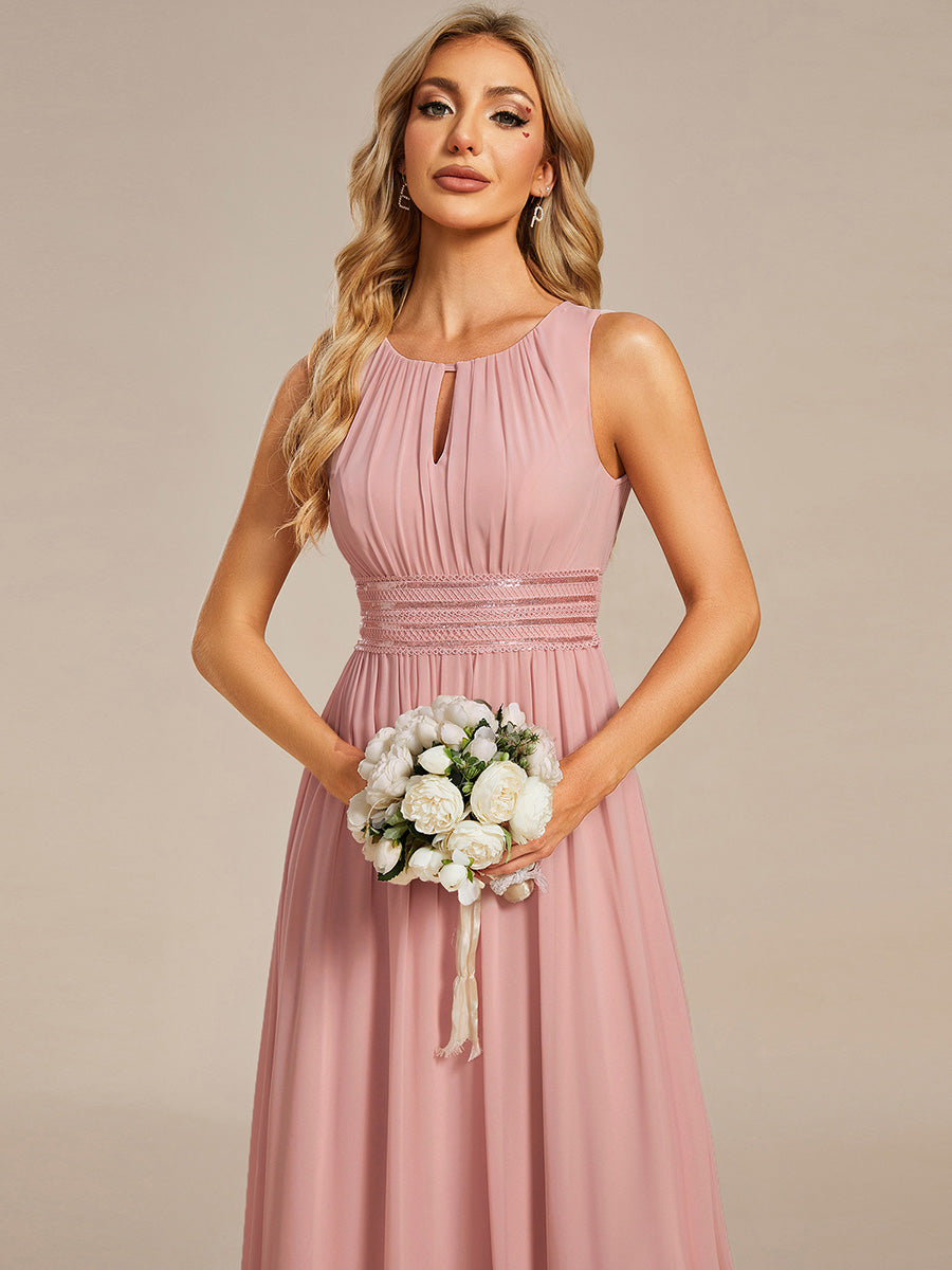 ever KALIA|Simple Sleeveless A-line Chiffon Bridesmaid Dress with Hollow Out Detail