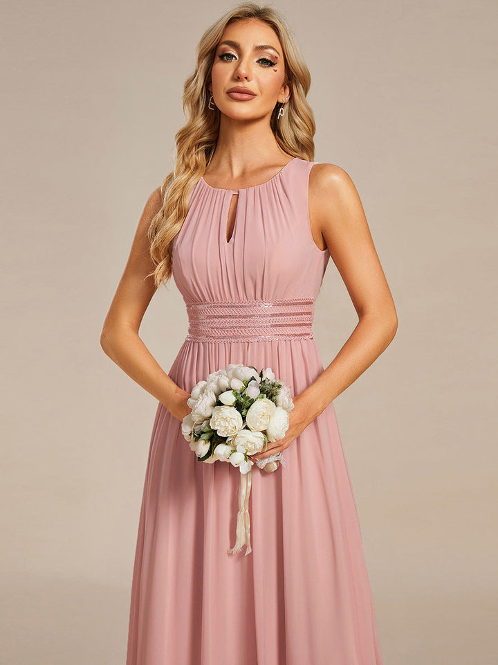 ever KALIA|Simple Sleeveless A-line Chiffon Bridesmaid Dress with Hollow Out Detail