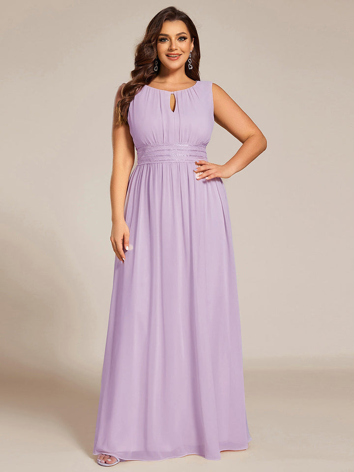 ever KALIA|Simple Sleeveless A-line Chiffon Bridesmaid Dress with Hollow Out Detail