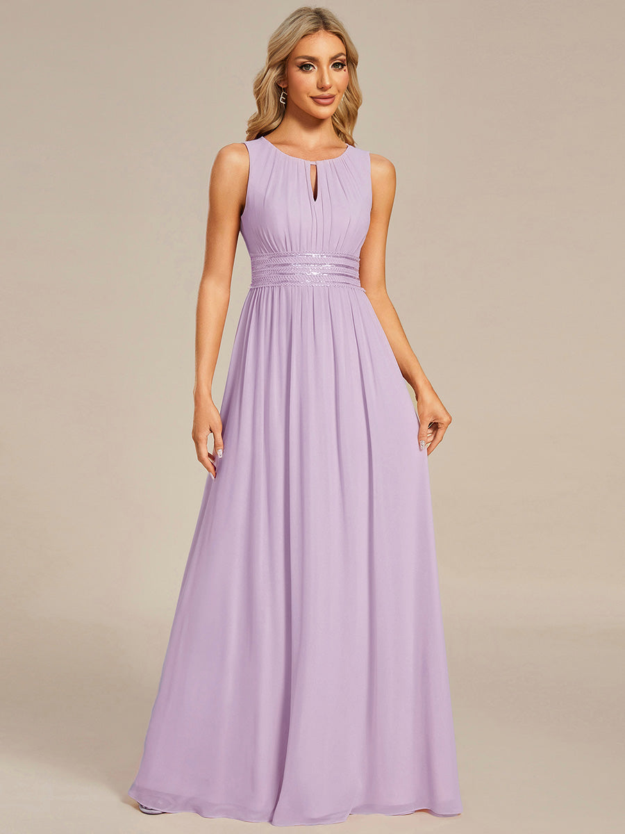 ever KALIA|Simple Sleeveless A-line Chiffon Bridesmaid Dress with Hollow Out Detail