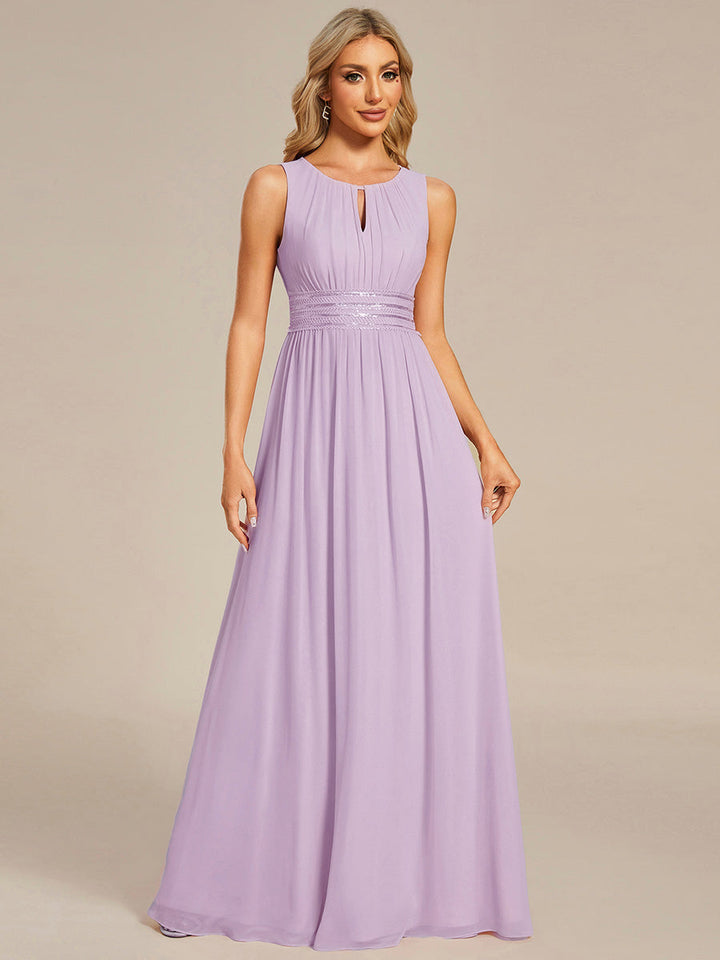 ever KALIA|Simple Sleeveless A-line Chiffon Bridesmaid Dress with Hollow Out Detail