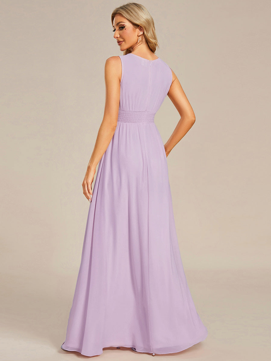 ever KALIA|Simple Sleeveless A-line Chiffon Bridesmaid Dress with Hollow Out Detail