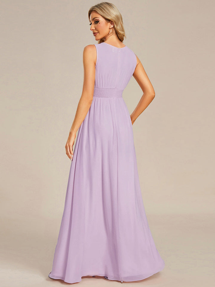 ever KALIA|Simple Sleeveless A-line Chiffon Bridesmaid Dress with Hollow Out Detail