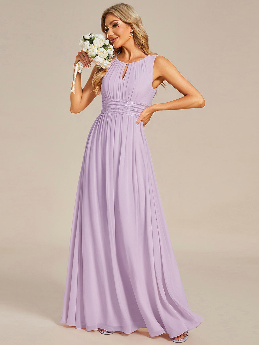 ever KALIA|Simple Sleeveless A-line Chiffon Bridesmaid Dress with Hollow Out Detail