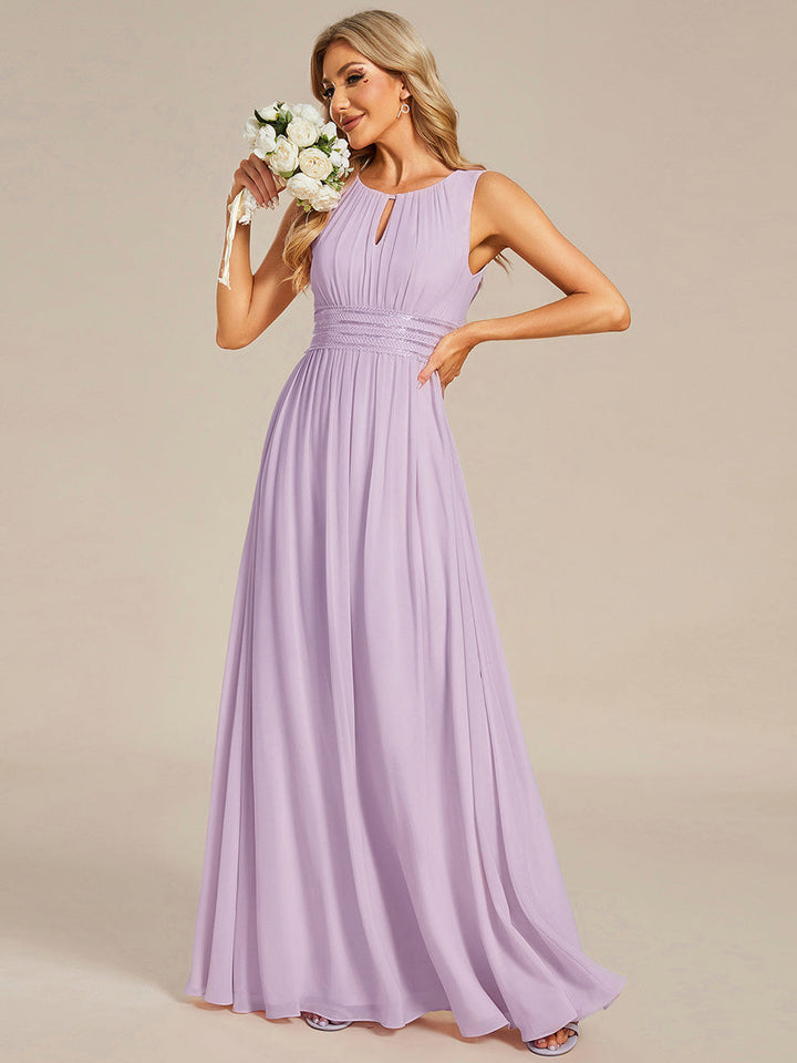 ever KALIA|Simple Sleeveless A-line Chiffon Bridesmaid Dress with Hollow Out Detail