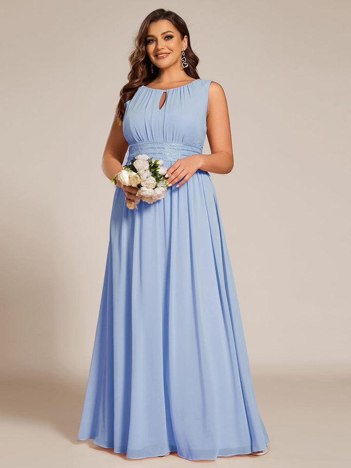 ever KALIA|Simple Sleeveless A-line Chiffon Bridesmaid Dress with Hollow Out Detail