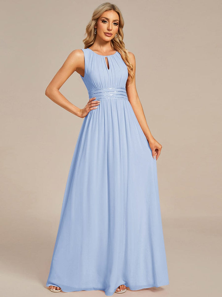 ever KALIA|Simple Sleeveless A-line Chiffon Bridesmaid Dress with Hollow Out Detail