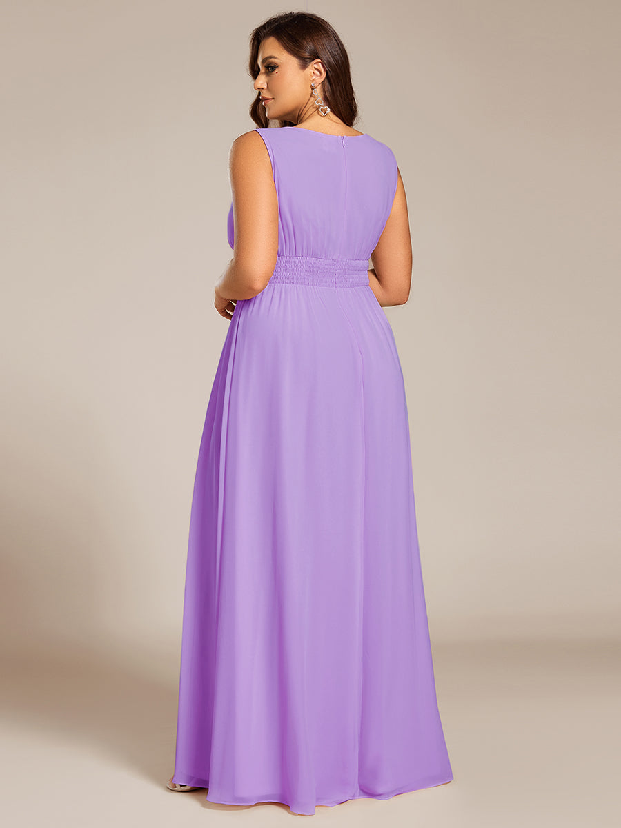 ever KALIA|Simple Sleeveless A-line Chiffon Bridesmaid Dress with Hollow Out Detail