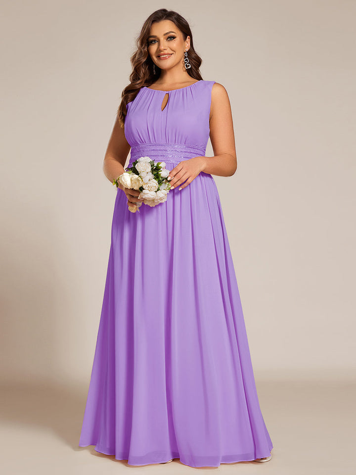 ever KALIA|Simple Sleeveless A-line Chiffon Bridesmaid Dress with Hollow Out Detail