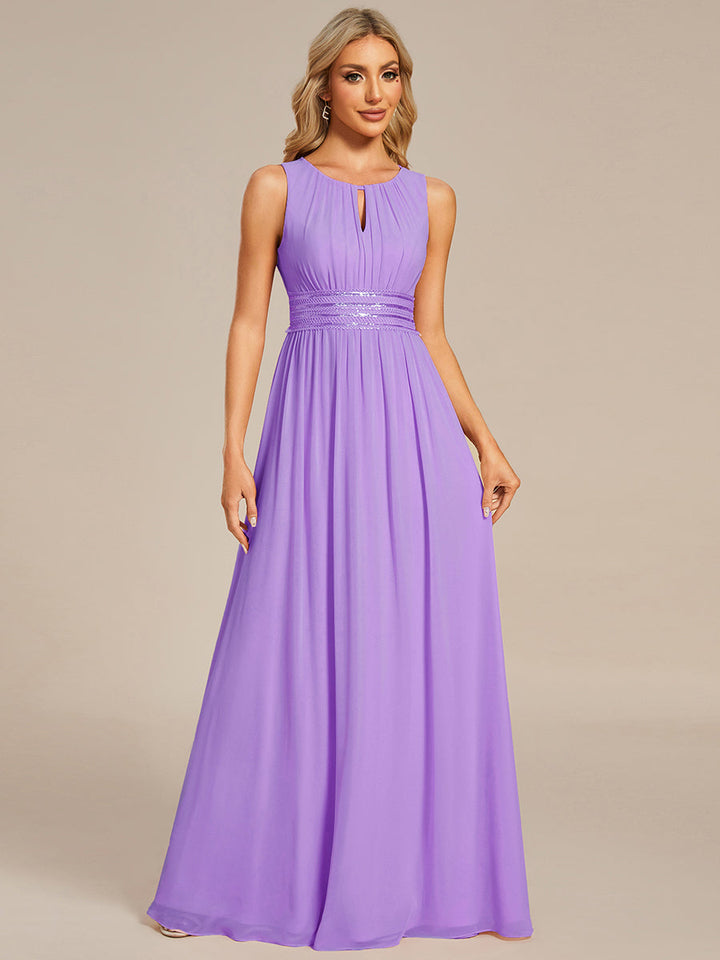 ever KALIA|Simple Sleeveless A-line Chiffon Bridesmaid Dress with Hollow Out Detail