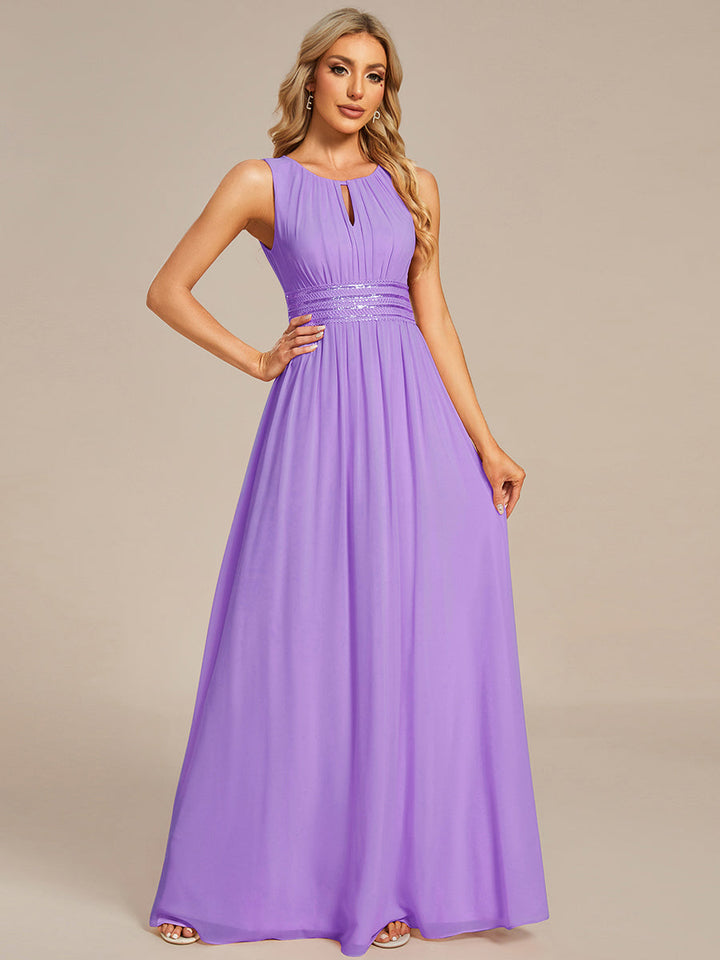 ever KALIA|Simple Sleeveless A-line Chiffon Bridesmaid Dress with Hollow Out Detail
