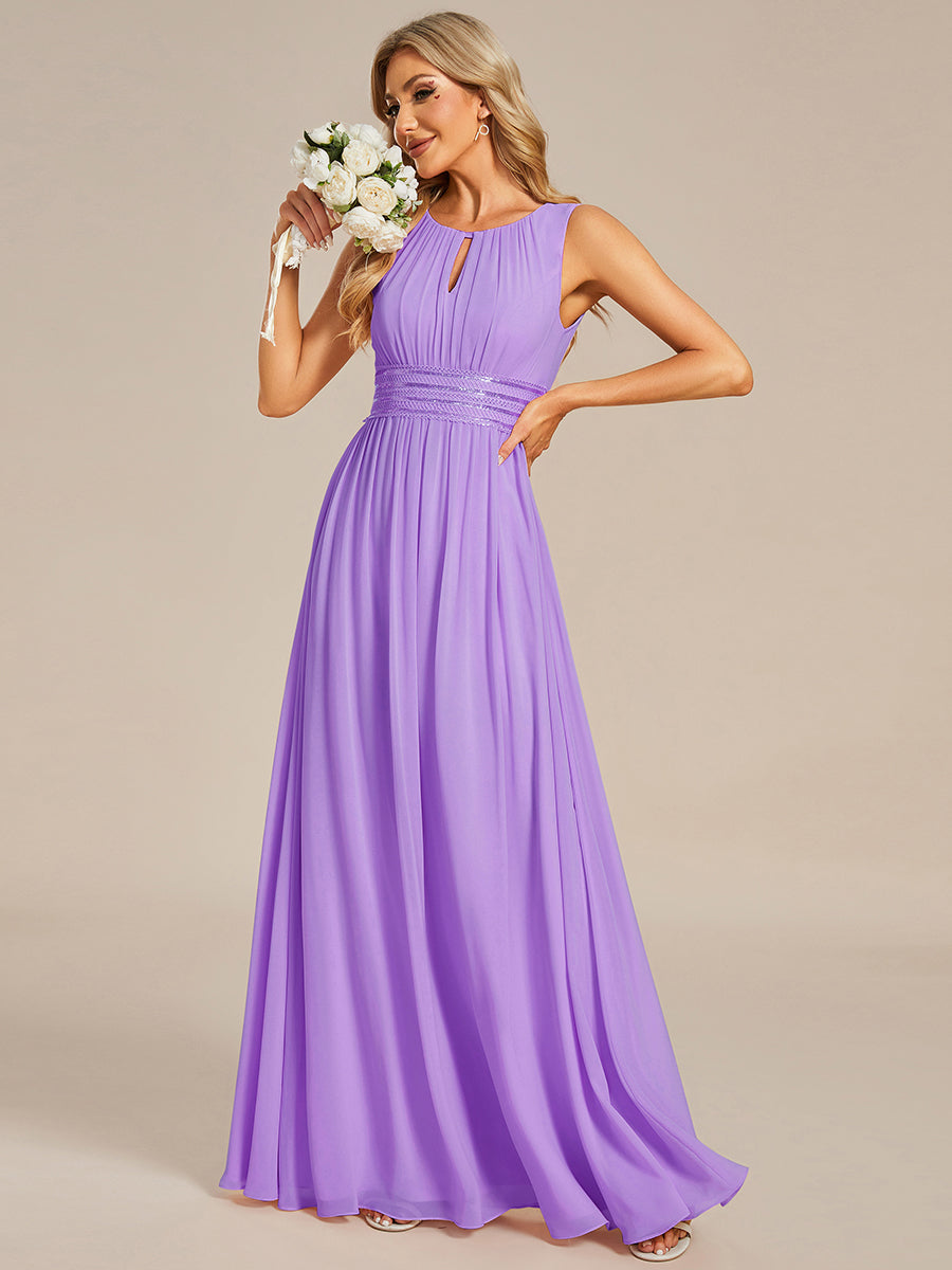 ever KALIA|Simple Sleeveless A-line Chiffon Bridesmaid Dress with Hollow Out Detail